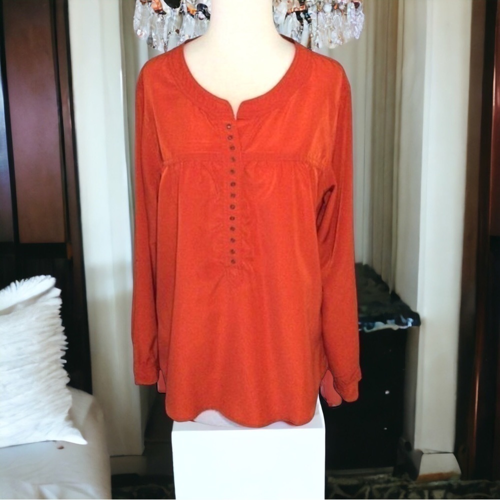 Westbound Grommet Embellished Rust Orange Blouse Top Med